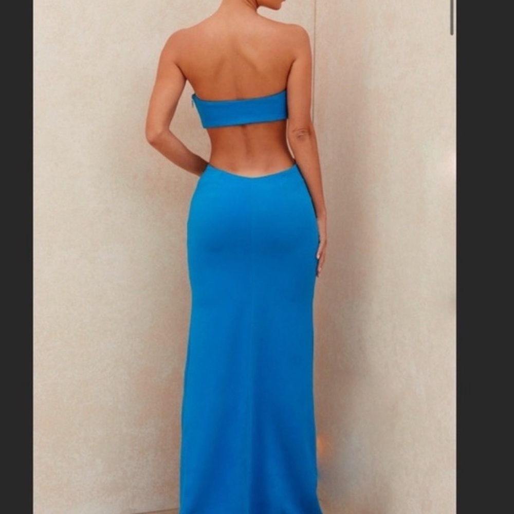 House of CB ATLANTA BLUE STRAPLESS CUT PUT MAXI DRESS